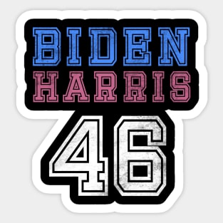 (Front) Biden Harris 46 Retro Vintage Distressed Football Sports Jersey Style Joe And Kamala 2020 Sticker